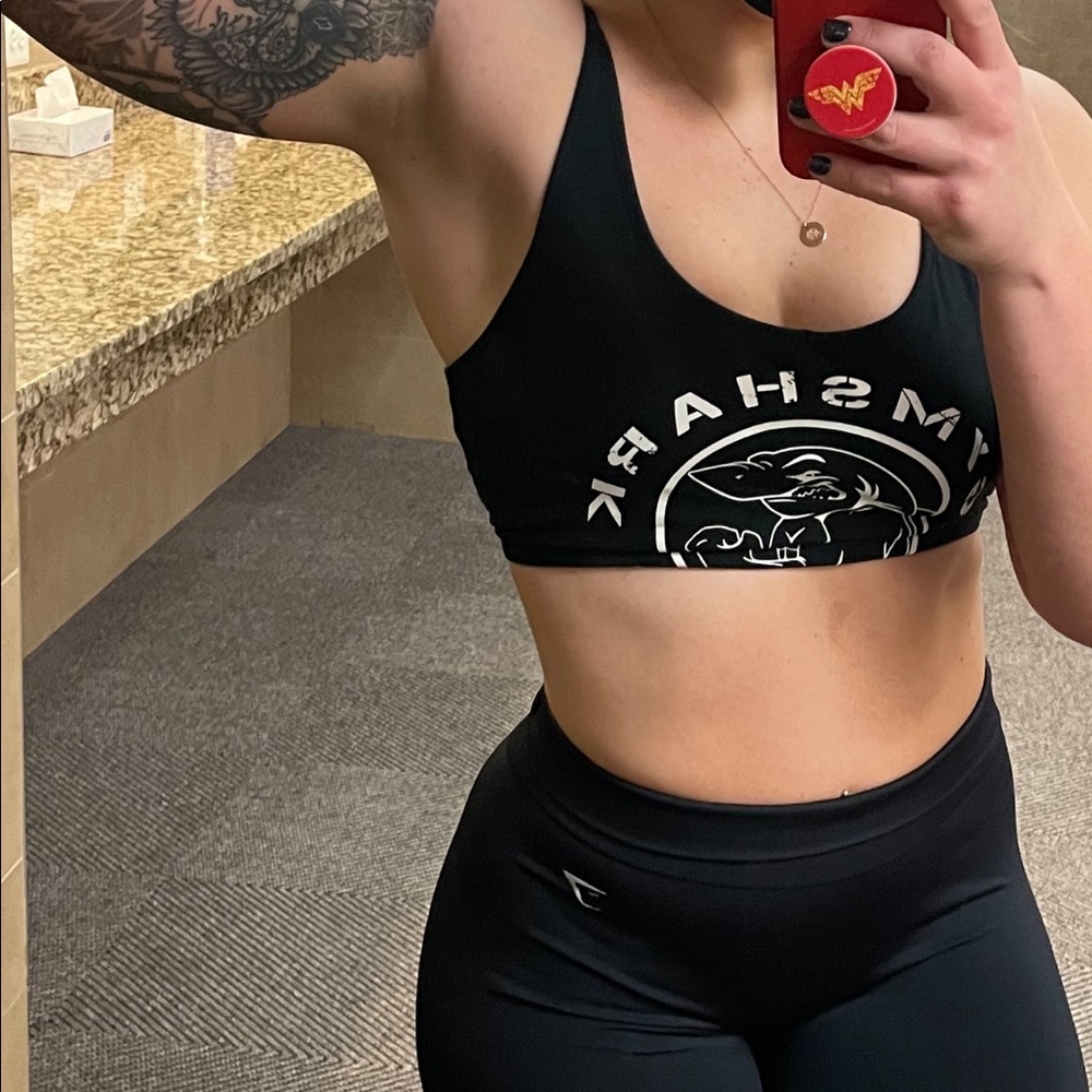 Gymshark black sports bra size medium. Good condition no pads.